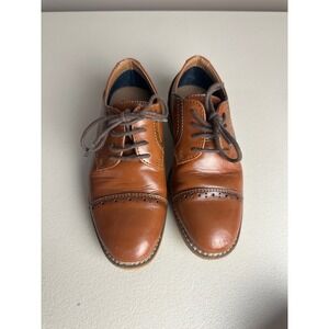 Ashford Hayes Boys Cognac Brown Cap Toe Brogue Oxford Dress Shoes Size 12M